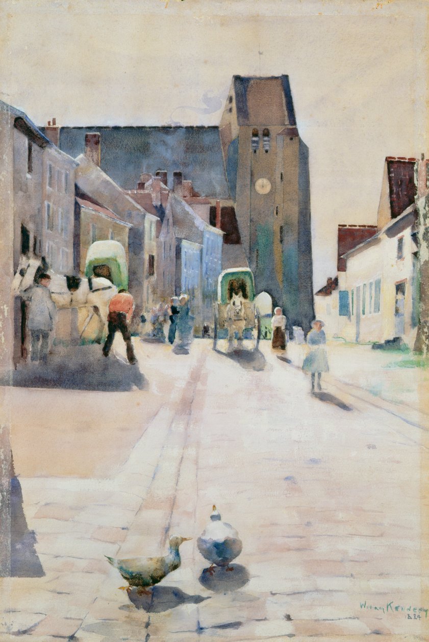 Hovedgaden, Grez-sur-Loing, 1884 af William Kennedy