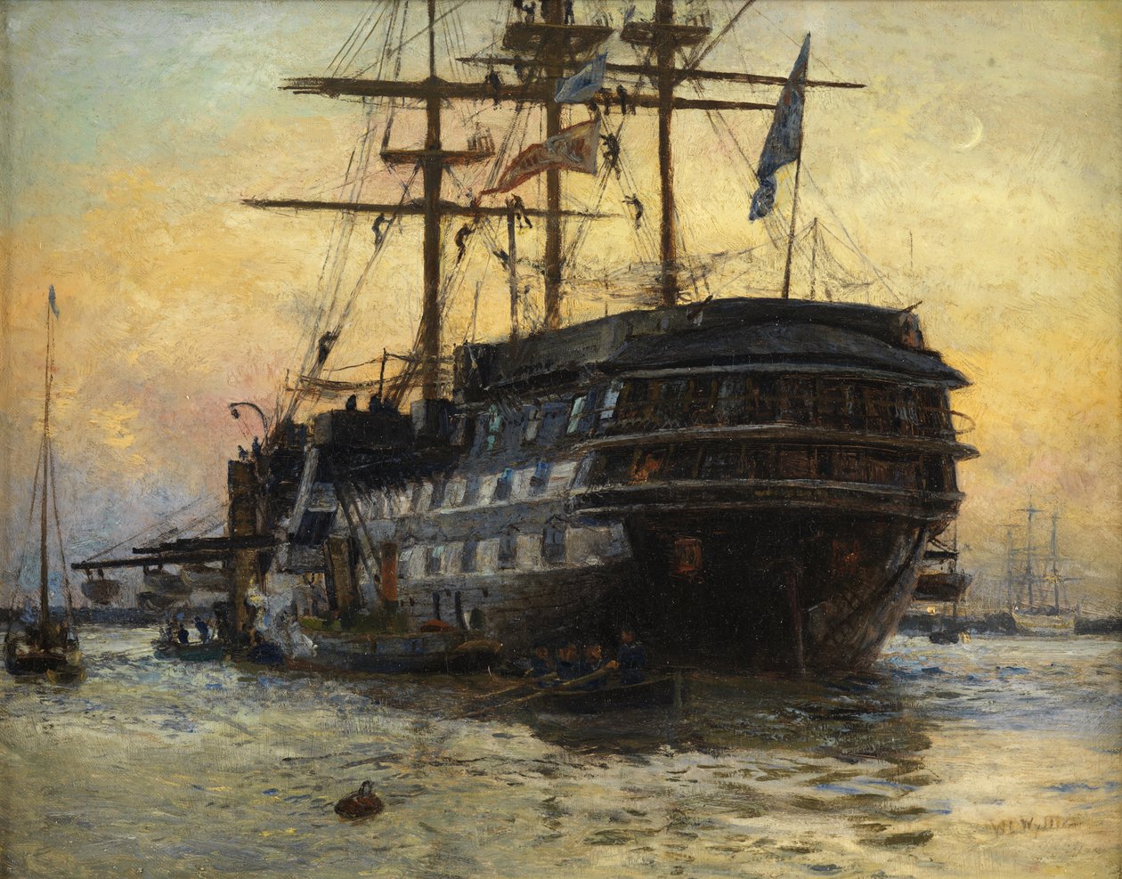 HMS Warspite (olie på lærred) af William Lionel Wyllie