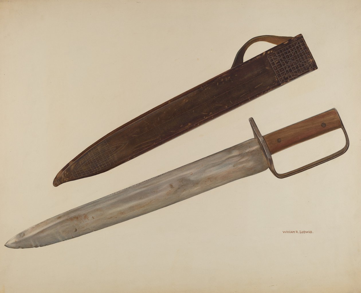 skyttegravskniv og skede, ca. 1941. af William Ludwig