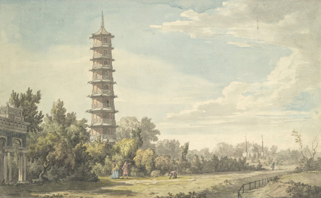 Udsigt over vildmarken ved Kew, 1763. af William Marlow