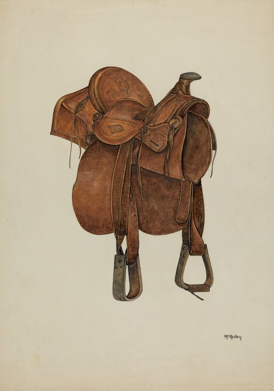 Lædersadel, ca. 1940. af William McAuley