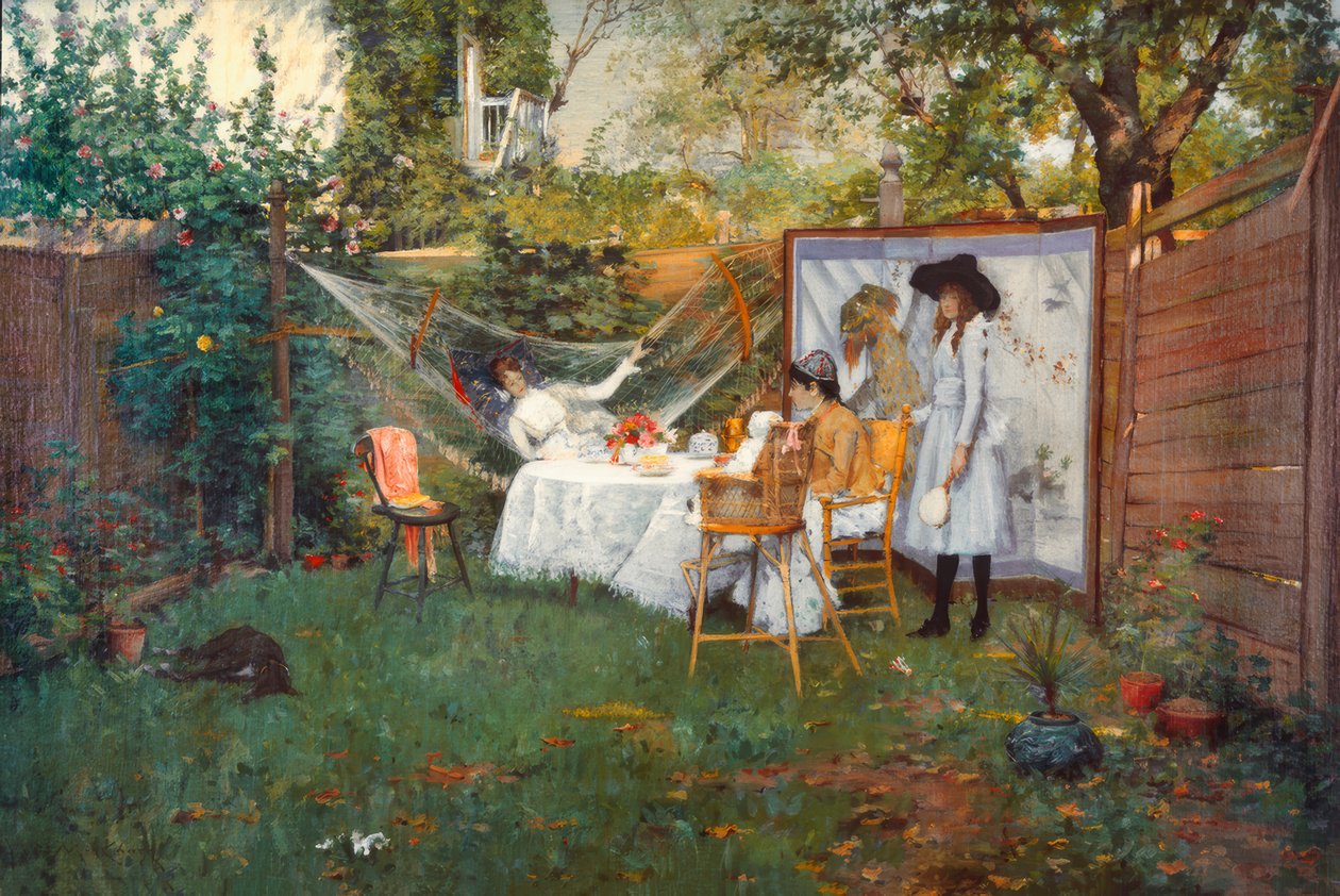 Morgenmad udendørs af William Merritt Chase