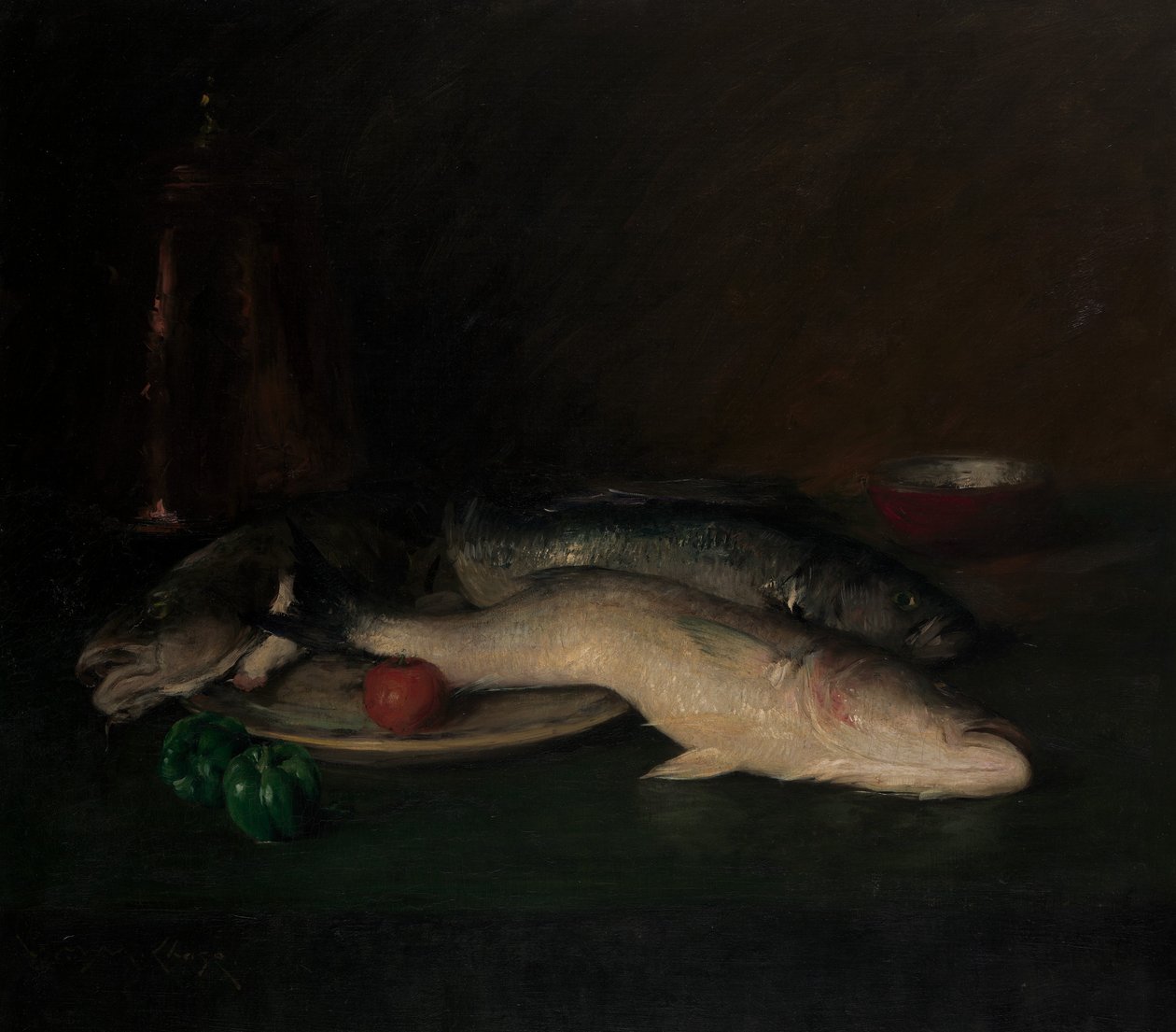 Stilleben: Fisk, fra 1908. af William Merritt Chase