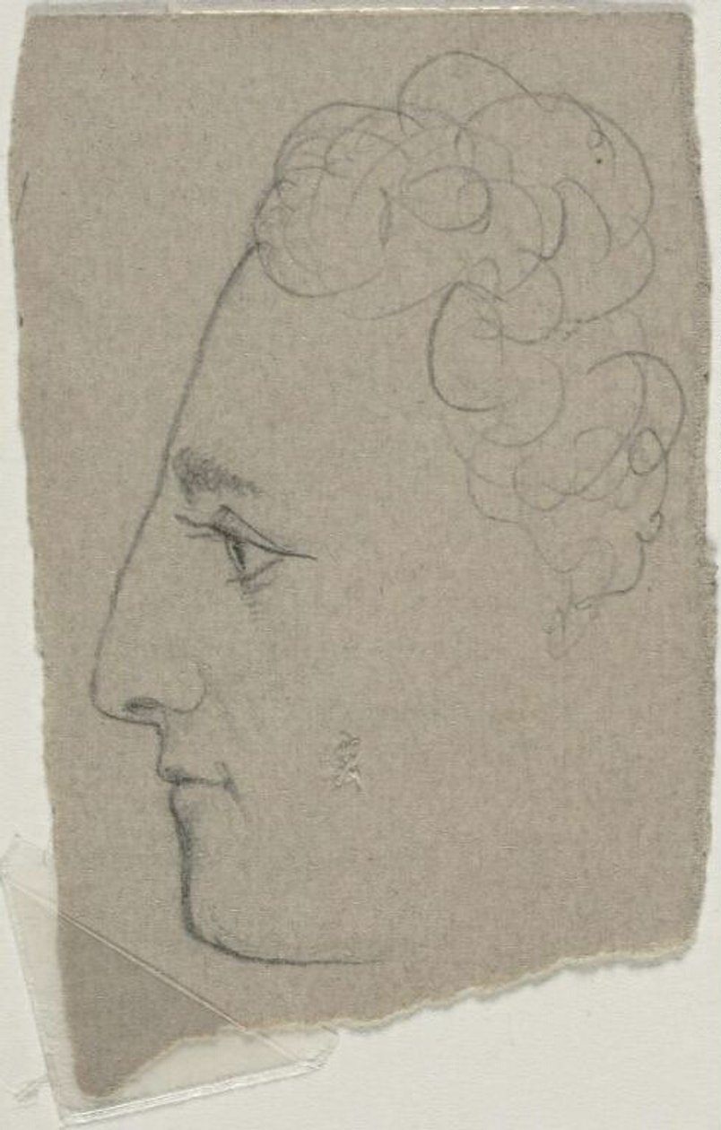 Skitse af profil af William Michael Harnett