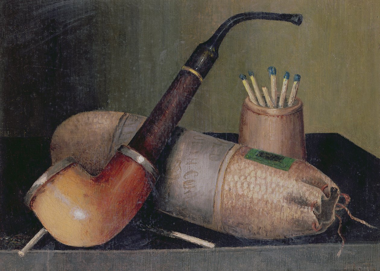 Stilleben med rør af William Michael Harnett