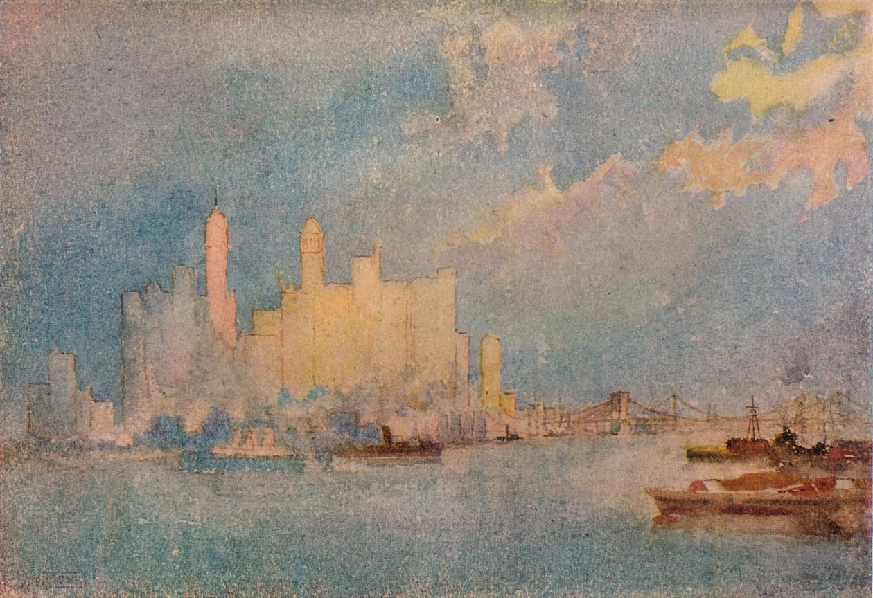 New York Fra Øresund, c1913 af William Monk