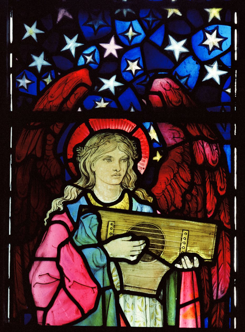 Englen musiker, 1881 (glasmaleri) af William Morris