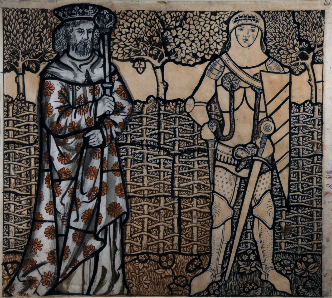 Kong Arthur og Sir Lancelot, 1862. af William Morris