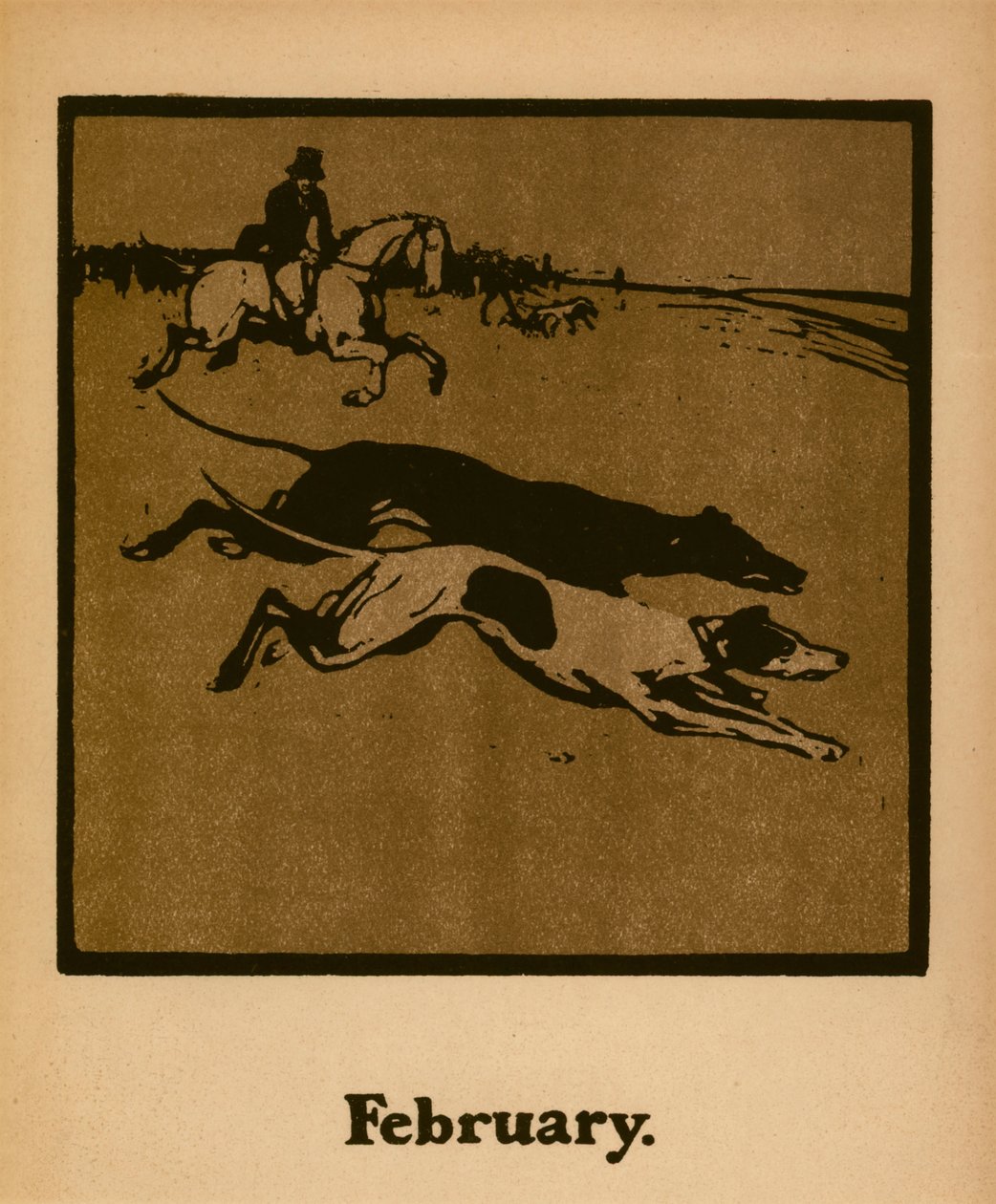 Coursing (februar), c.1898 (Color Litho) af William Nicholson