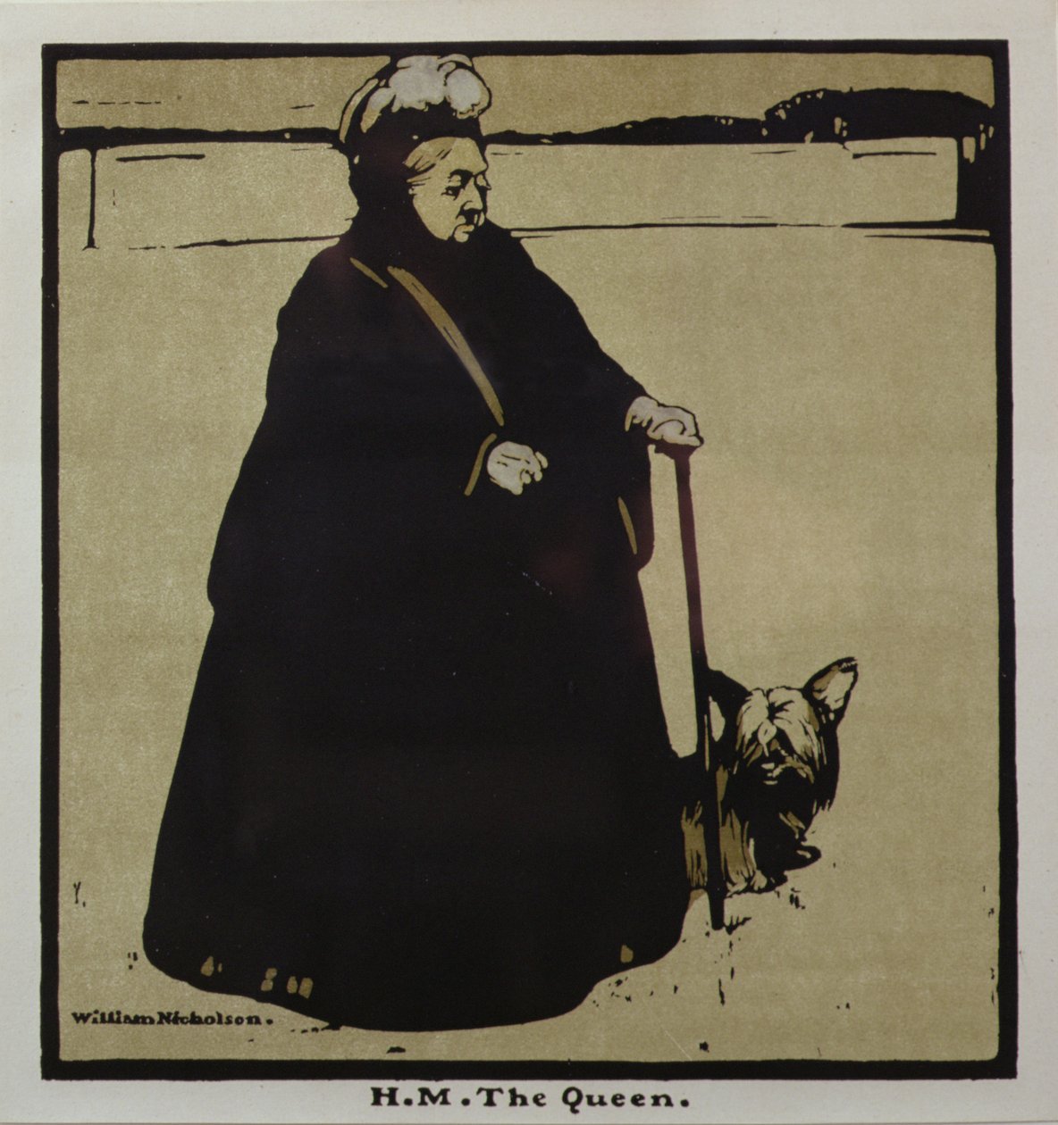 H.M. Dronningen (farve litho) af William Nicholson