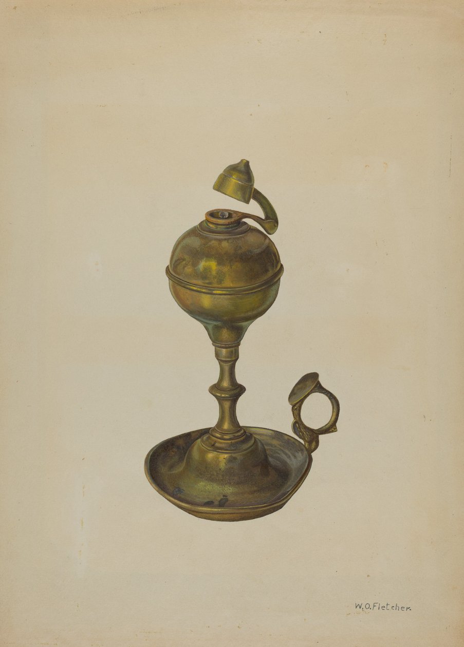 Messinglampe, ca. 1939. af William O. Fletcher