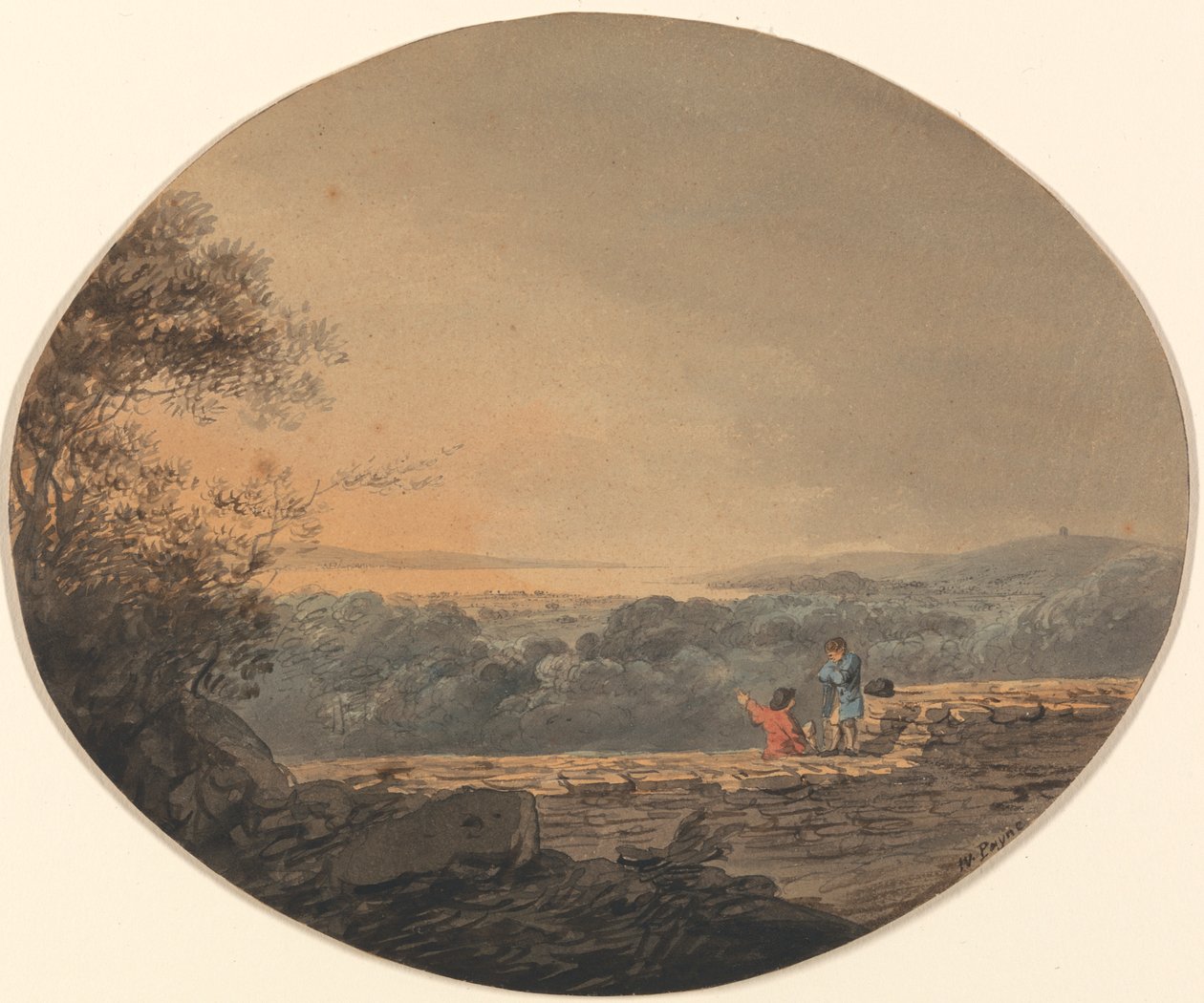 Fjernsyn over Exmouth fra Exeter af William Payne