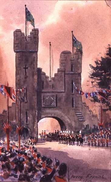 Dronning Victoria paraderer rundt i Dublin af William Percy French