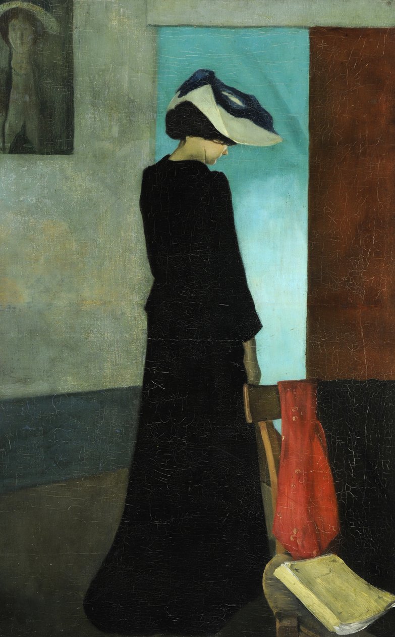 Interiør (dame med en hat) af William Rothenstein