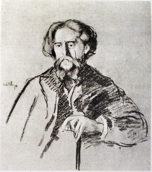 Portræt af Alphonse Daudet (1840-97) af William Rothenstein