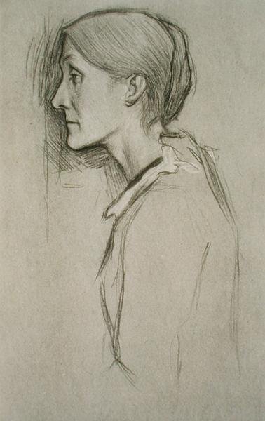 Portræt af Julia Stephen (1848-95) (litho) af William Rothenstein