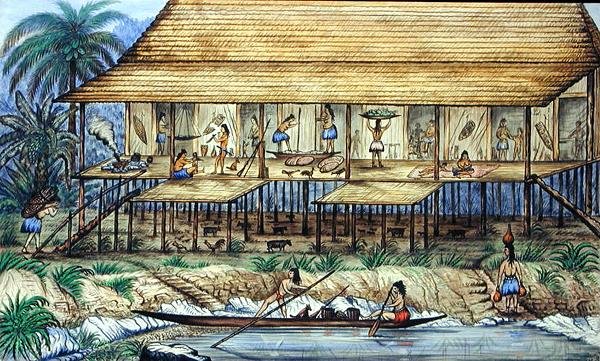 Dayak Longhouse af William Samwell