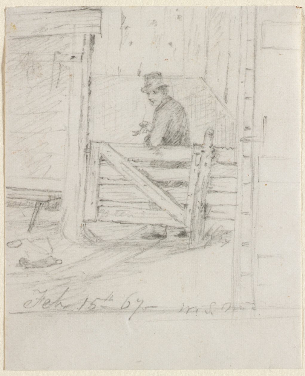 Hviler på hegnet, 1867. af William Sidney Mount