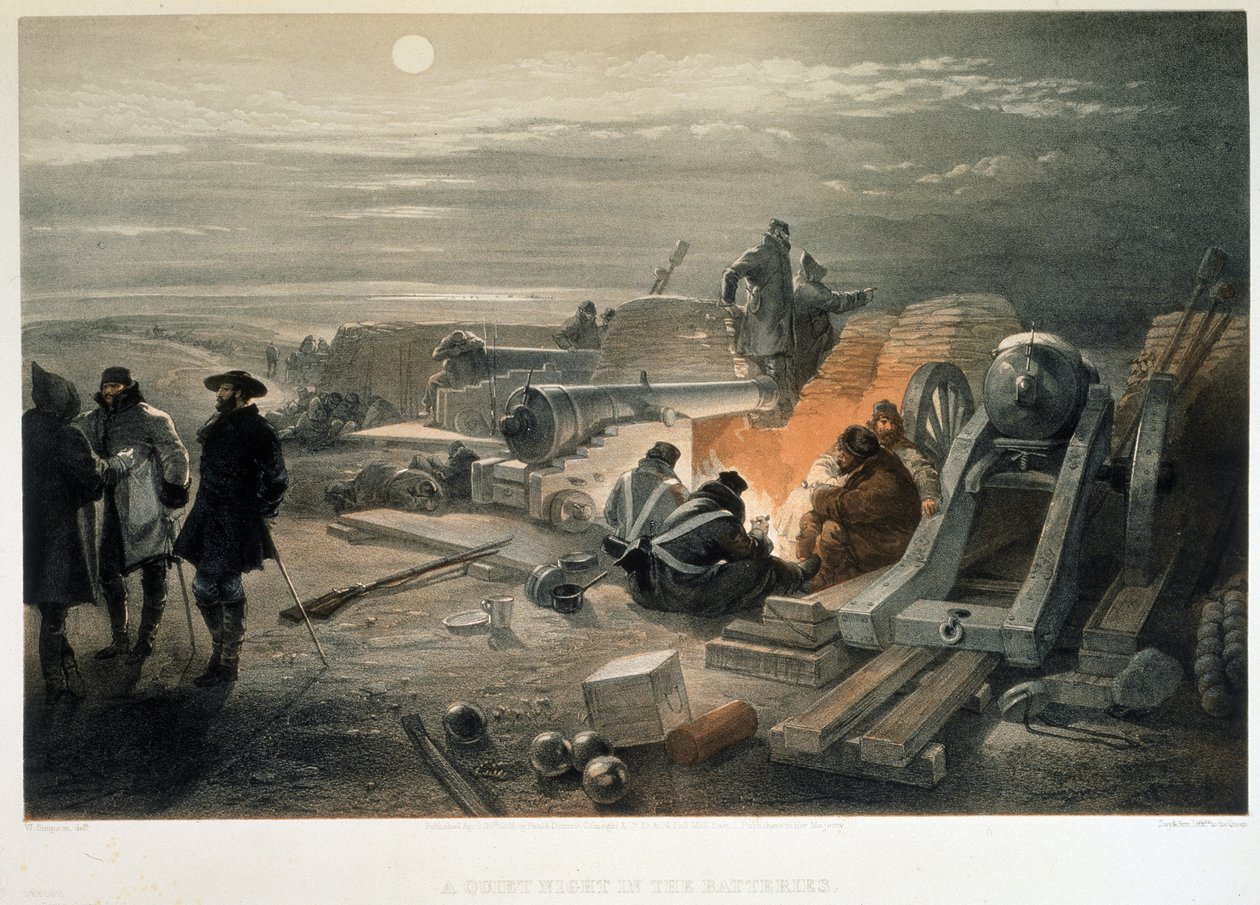 En stille nat i batterierne, 1855 af William Crimea Simpson