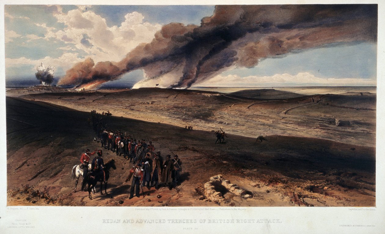 Redan og de britiske skyttegrave af William Crimea Simpson
