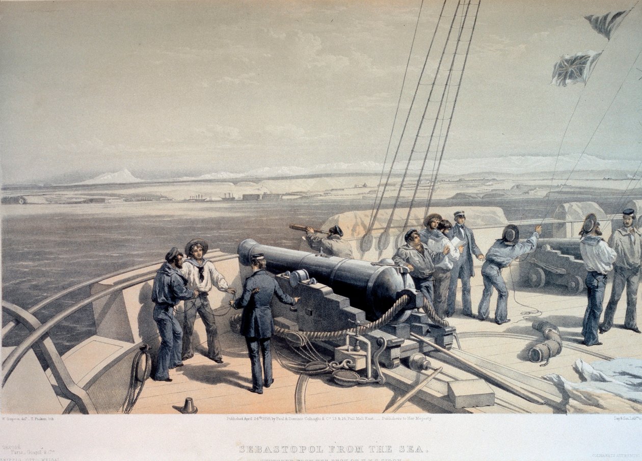 Udsigt over Sevastopol fra havet, 1855. af William Simpson