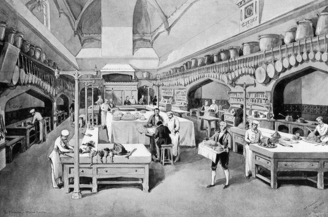 Windsor Castle køkken i julen, 1894. af William Crimea Simpson