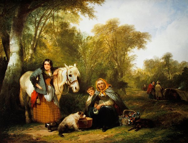 Gypsy Encampment (olie på lærred) af William Snr. Shayer