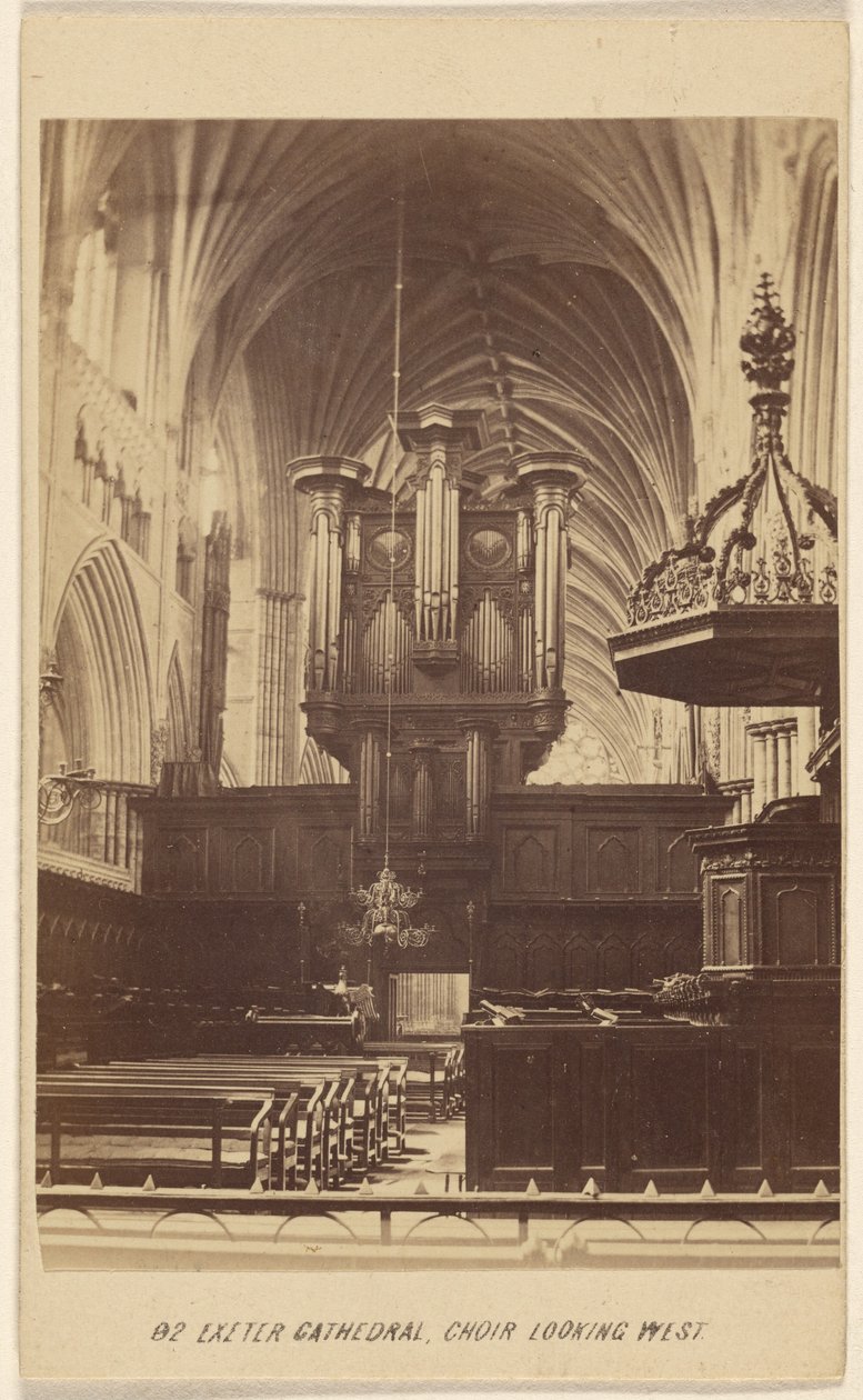 Exeter Cathedral, koret kigger mod vest. af William Spreat