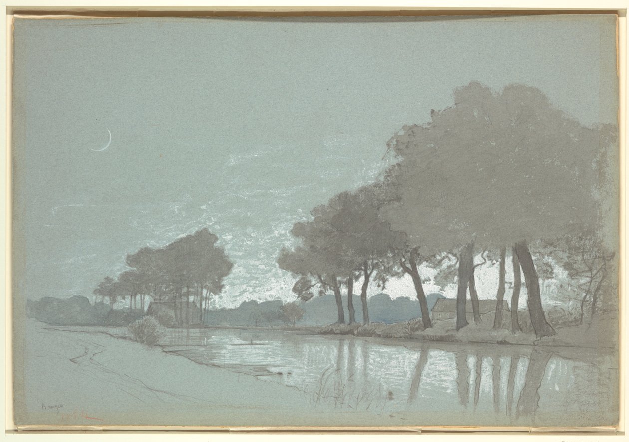 Kanalscene nær Brugge, Belgien af William Stanley Haseltine