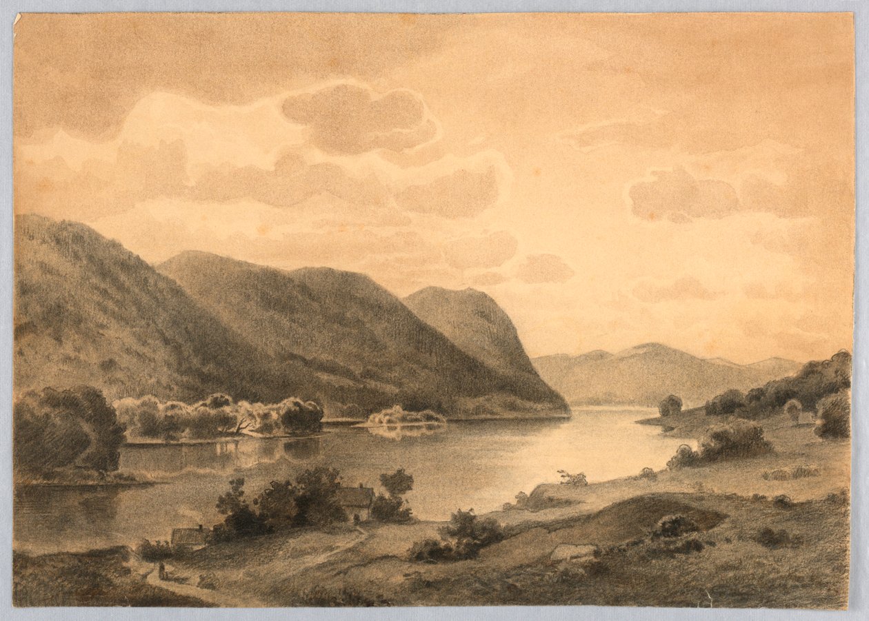 Studie af landskab, Hudson River, NY af William Stanley Haseltine