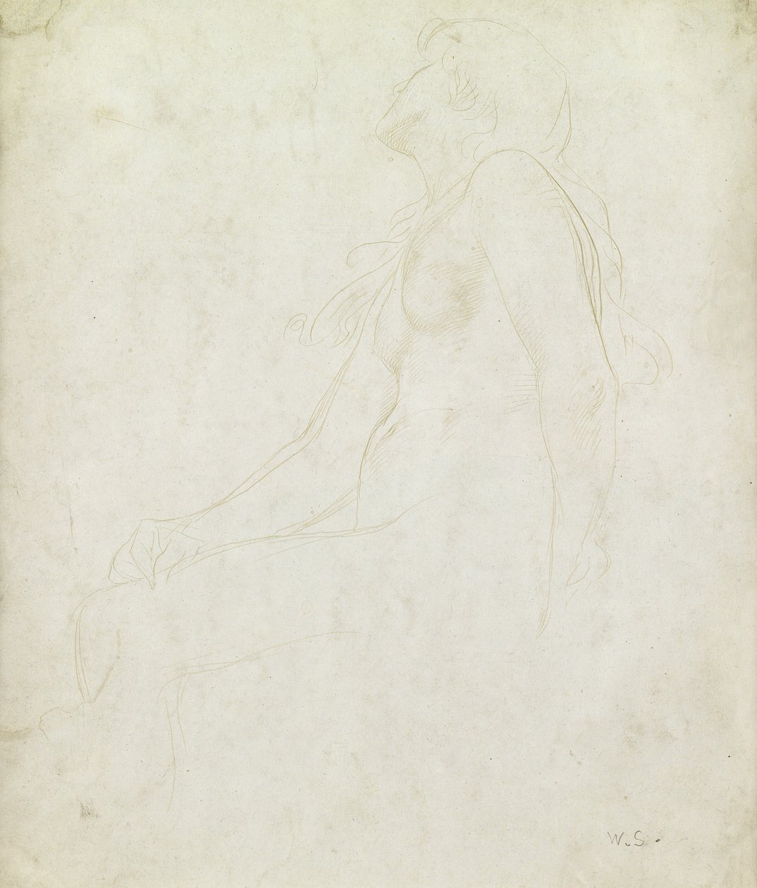 Studie af en nøgen (goldpoint på papir) af William Strang
