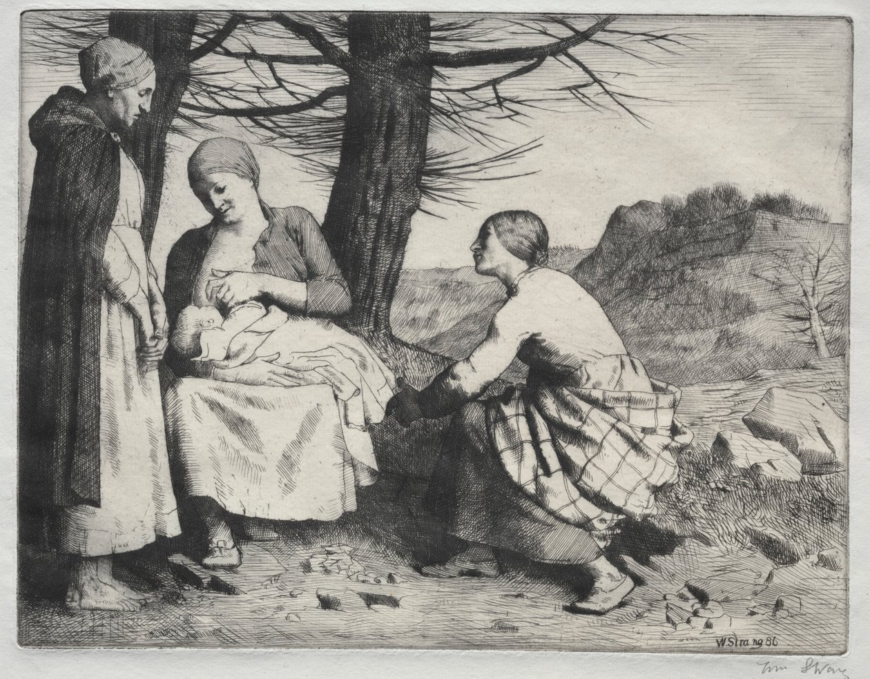 Kvinde og barn, ca. 1886. af William Strang