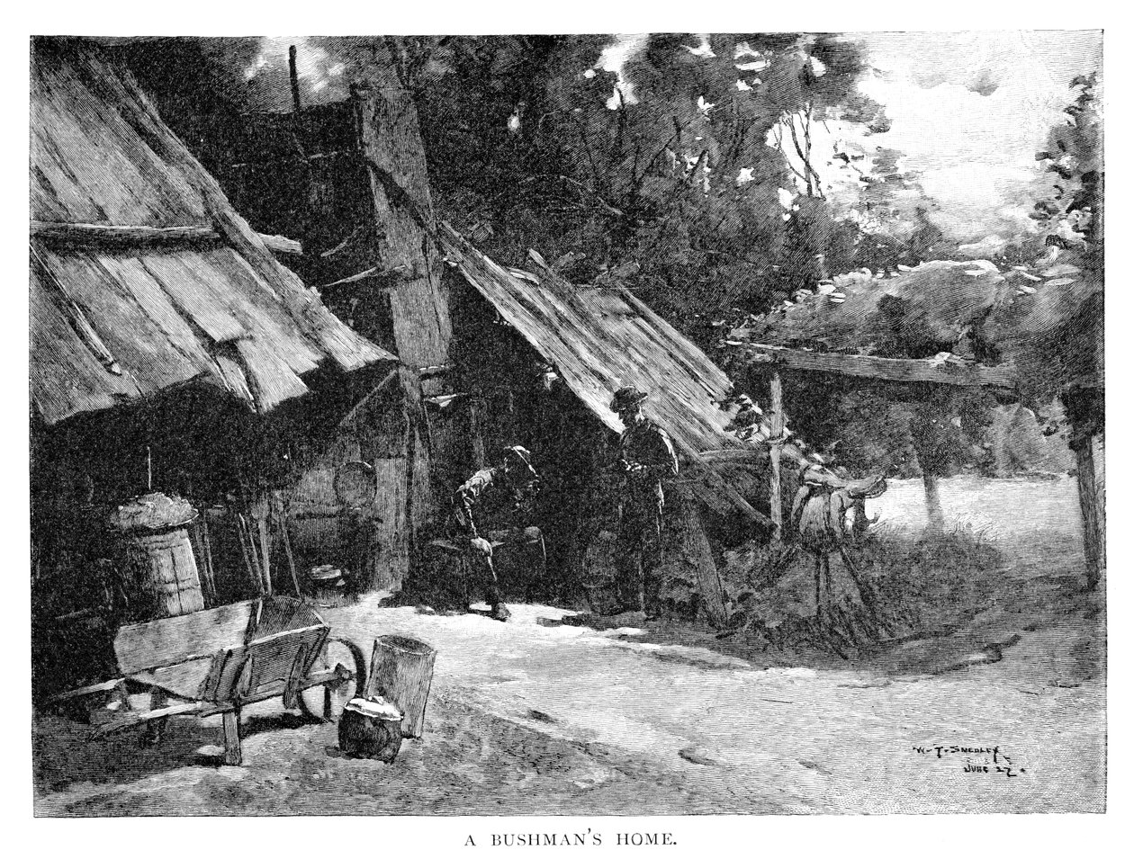 A Bushmans Home, Australien, 1886. af William Thomas Smedley