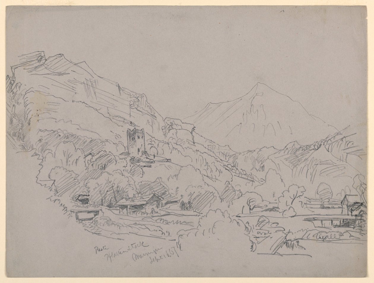 Landskab, Meiringen, Schweiz af William Trost Richards