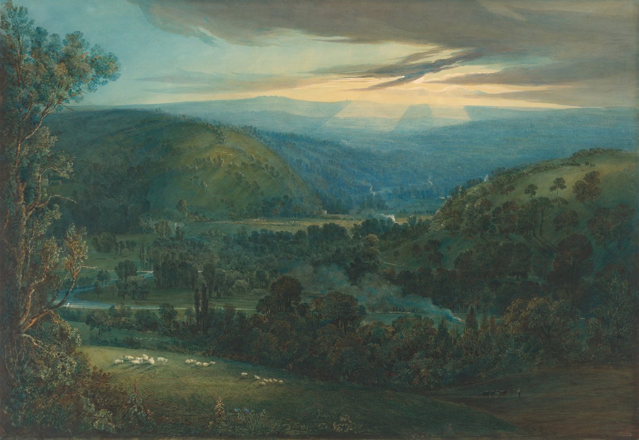 Dawn in the Valleys of Devon, 1832. af Joseph Mallord William Turner