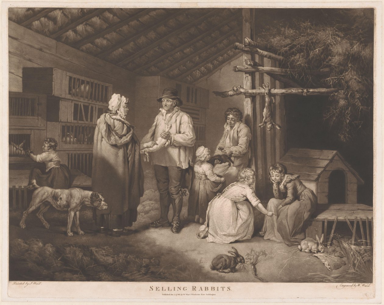 Kanin sælger Salg af kaniner (titel på objekt) af William Ward