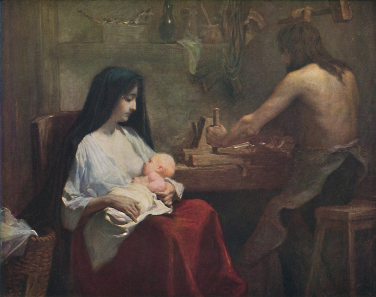 Den hellige familie, c1888, 1914. af Willy Martens