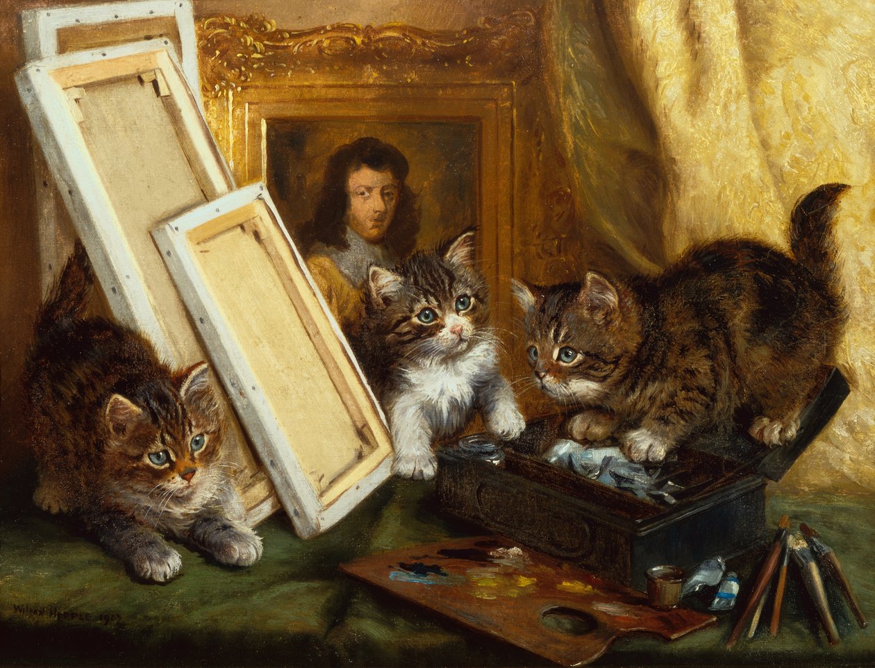 Kunstnerens killinger (olie på lærred) af Wilson Hepple