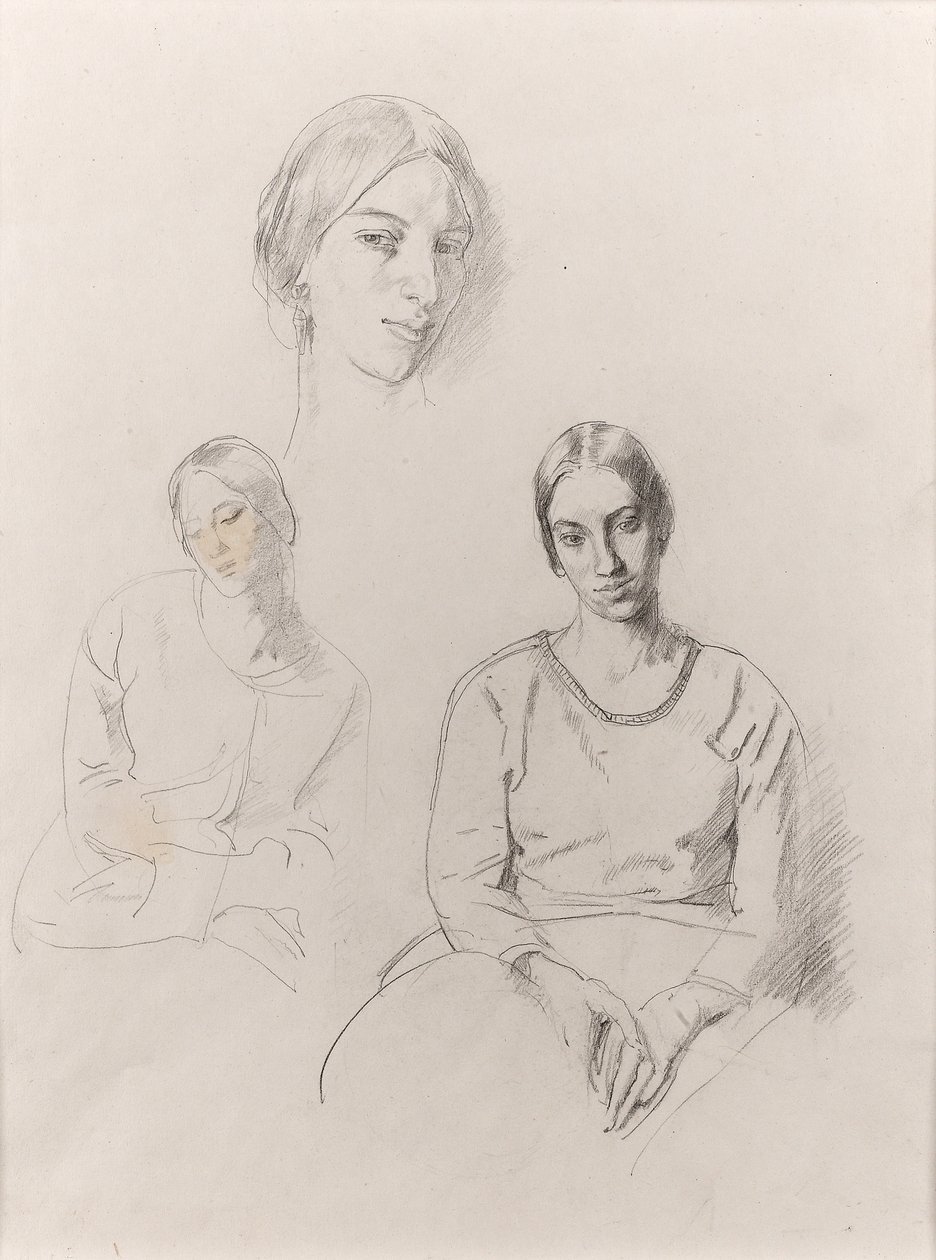 Selvportræt (blyant på papir) af Winifred Knights