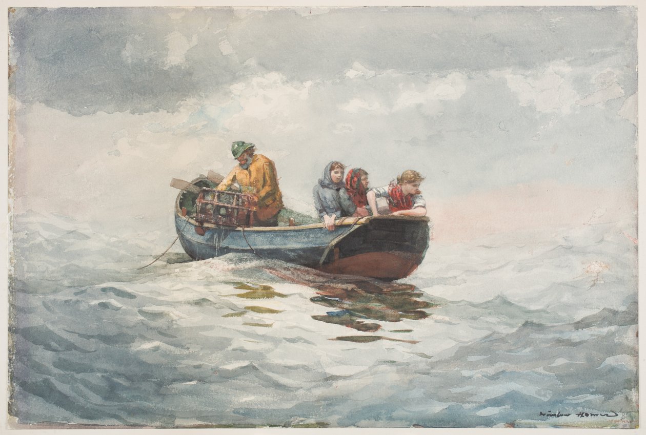 Krabbefiskeri (wc over grafit på papir) af Winslow Homer