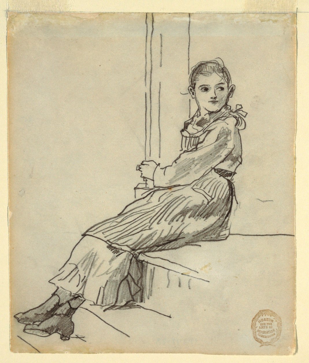 Pige siddende på et veranda trin af Winslow Homer