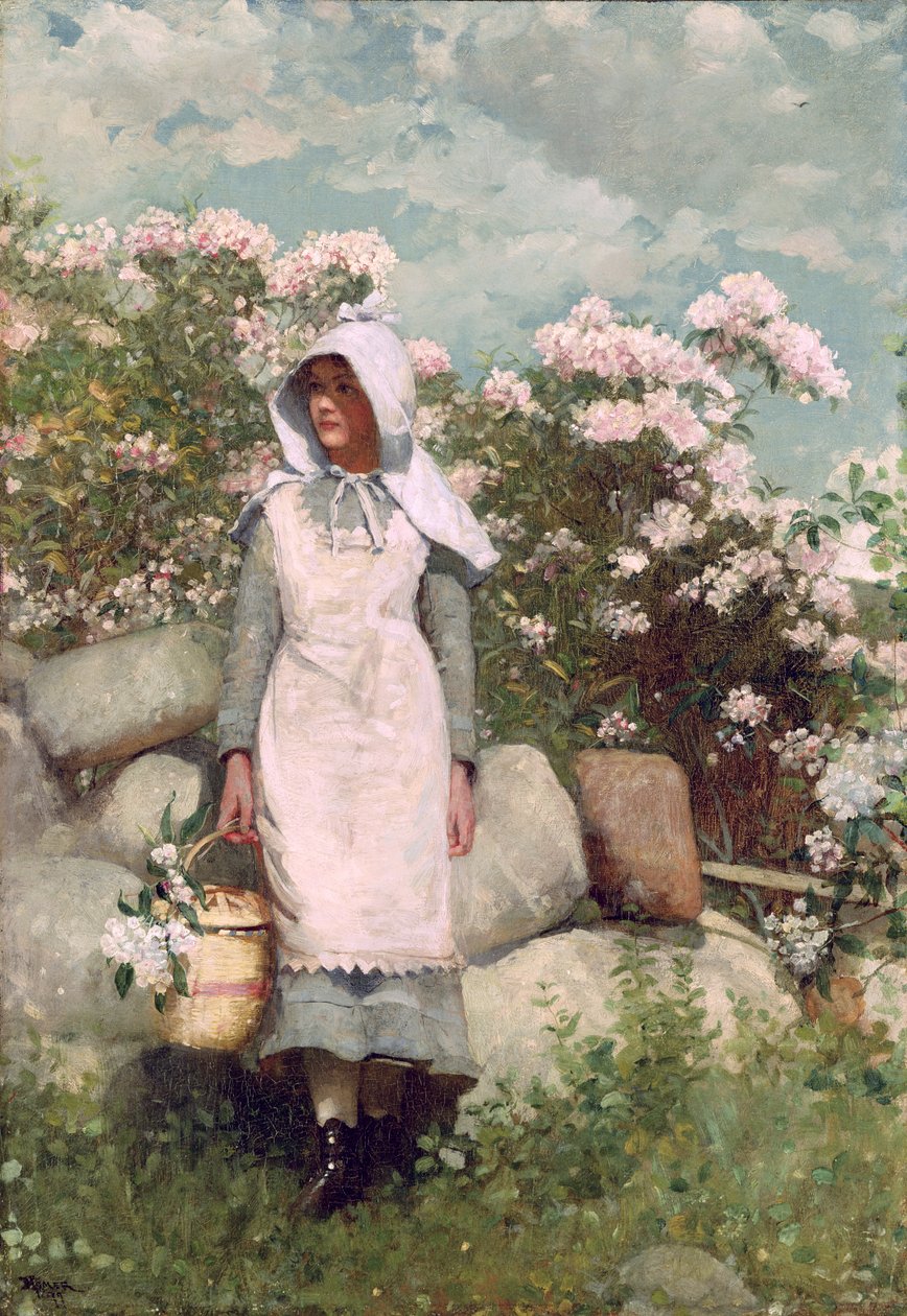 Pige og laurbær, 1879 af Winslow Homer