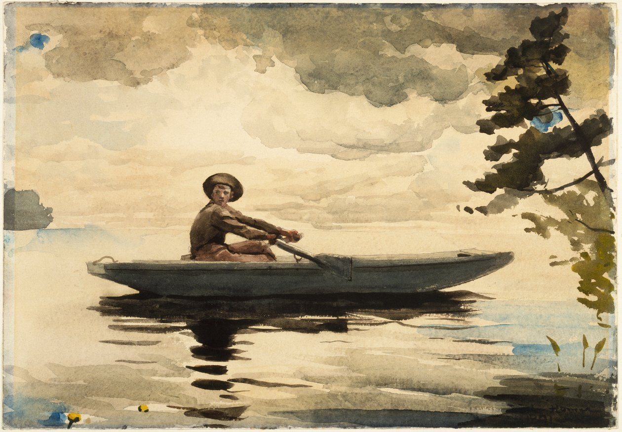 The Boatman, 1891 (wc med blyant på papir) af Winslow Homer
