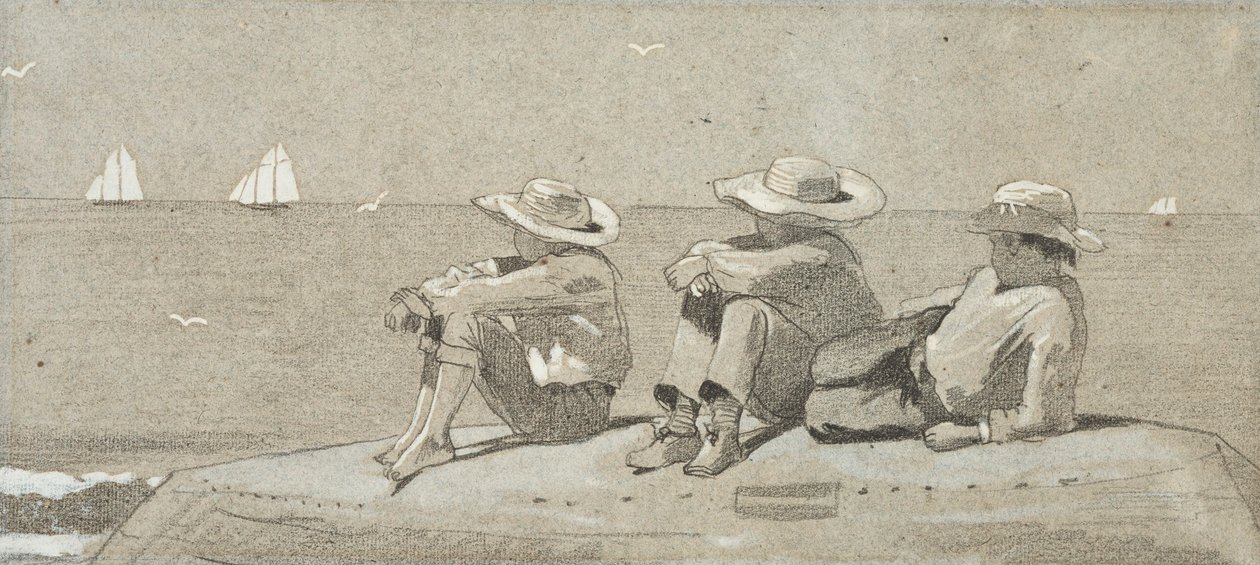 Tre drenge på en strandet Dory af Winslow Homer