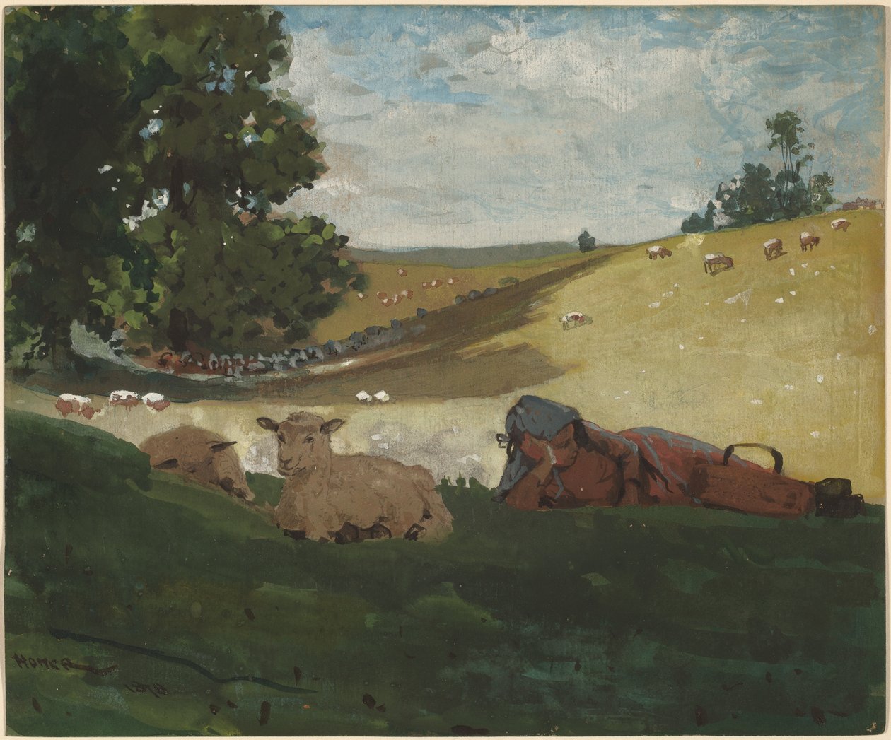 Varm eftermiddag (hyrdeinde) af Winslow Homer