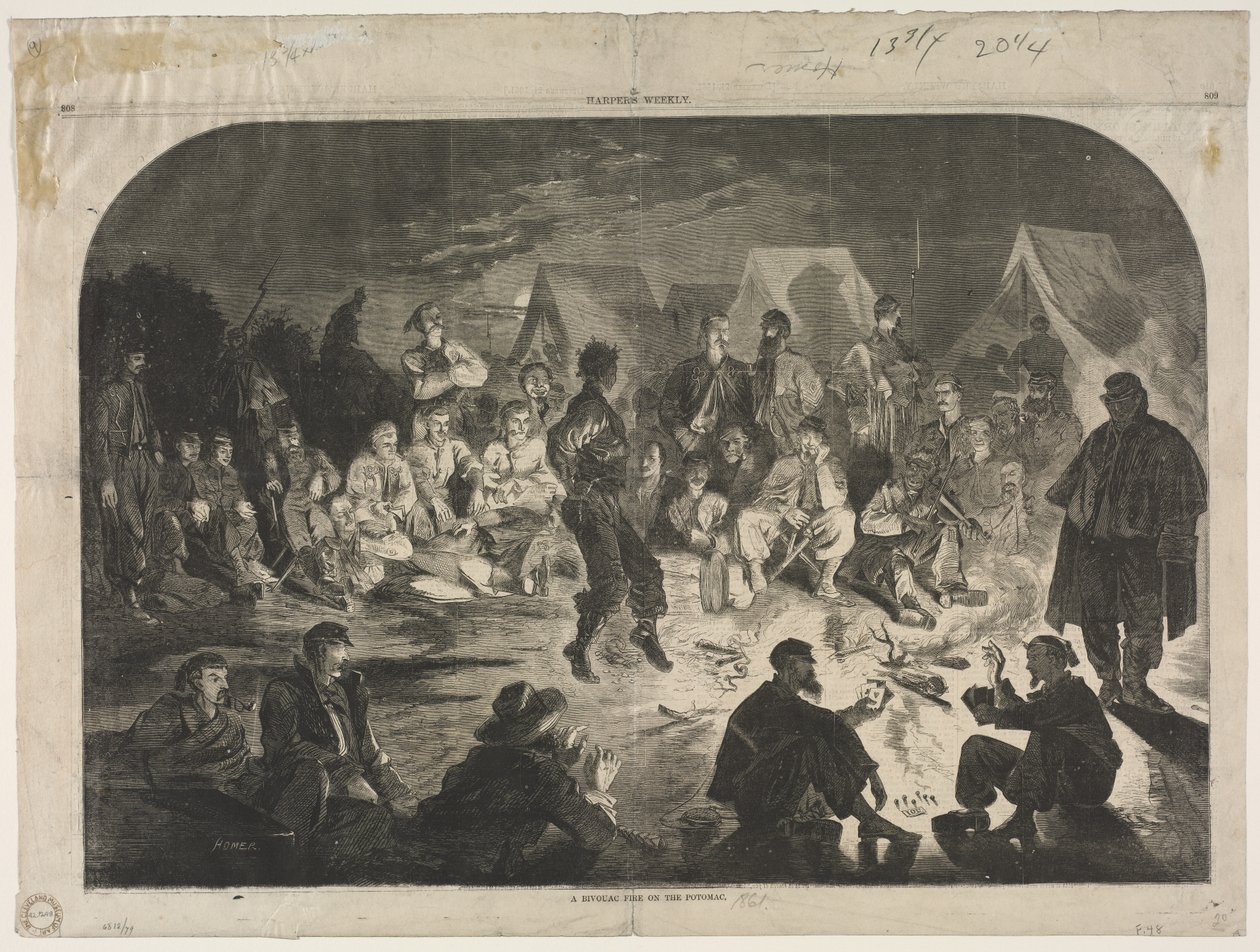 En bivuakbøde på Potomac, 1861. af Winslow Homer