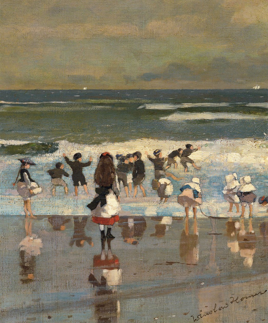 Strandscene af Winslow Homer