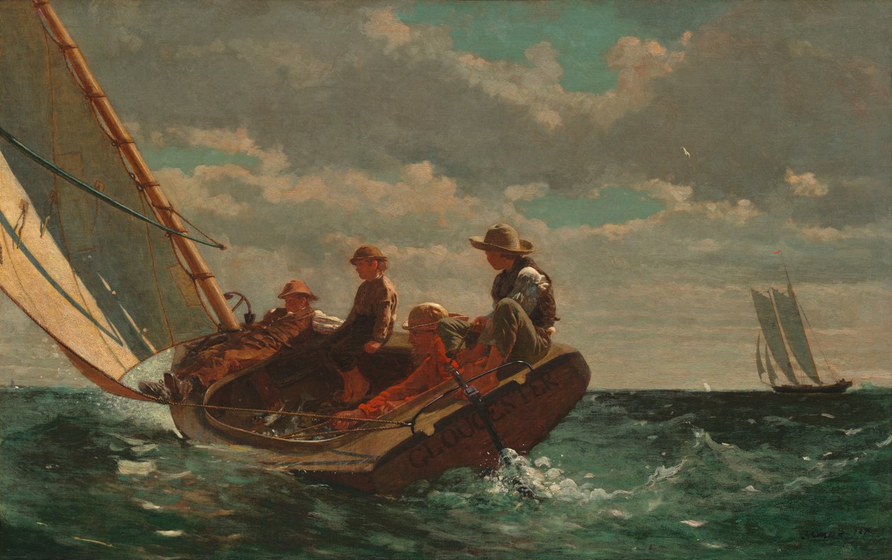 Breezing Up A Fair Wind, 1873-1876. af Winslow Homer