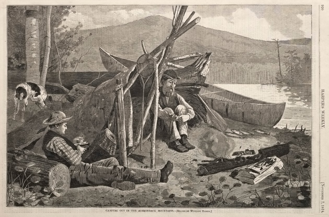 Camping ude i Adirondack-bjergene, 1874. af Winslow Homer