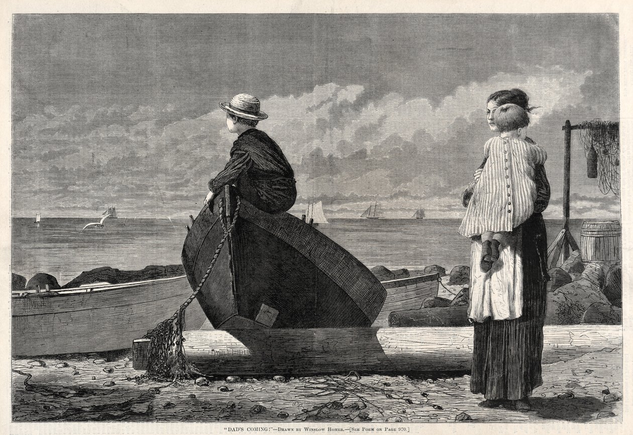 Dads Coming!, 1873. af Winslow Homer